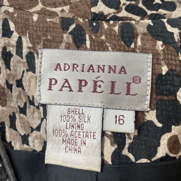 Adrianna Papell Blazer 16 Jacket 100% Silk Buttoned Career Beige Vintage,Preppy - Picture 5 of 11